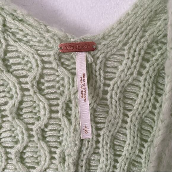 Free People Over You Light Green Mint Cardi Wrap Cardigan Sweater size Large - Picture 10 of 10